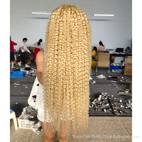 Guangzhou Vendors 613 Curly Lace Front Wigs Natural Hairline Blonde Deep Wave Closure Frontal Human Hair Wig 613 Full Lace Wig